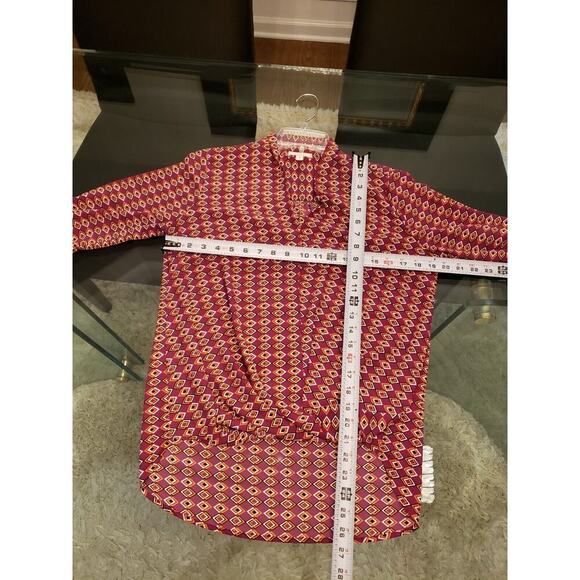 Pleione Women's Multicolor 100% Polyester V-Neck Long Sleeve Top Blouse Size S - Picture 12 of 13